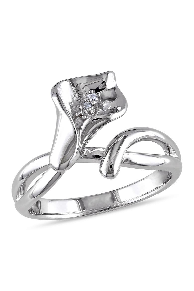 Calla Lilly Diamond Ring - 0.01 ctw, Main, color, SILVER