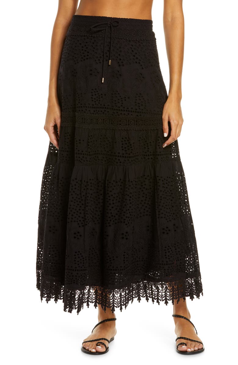 Melissa Odabash Alessia Eyelet Cover-Up Maxi Skirt, Main, color, 