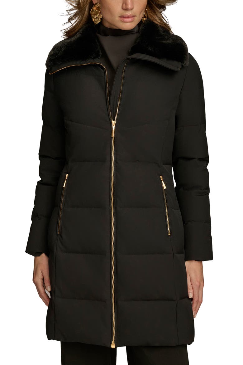 Walker Puffer Coat with Faux Fur Trim, Main, color, BLACK