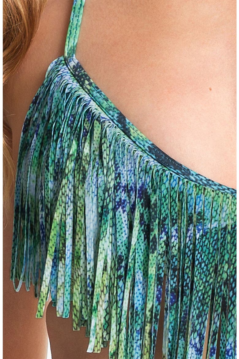 L Space Fringed Halter Bikini Top, Alternate, color, MULTI