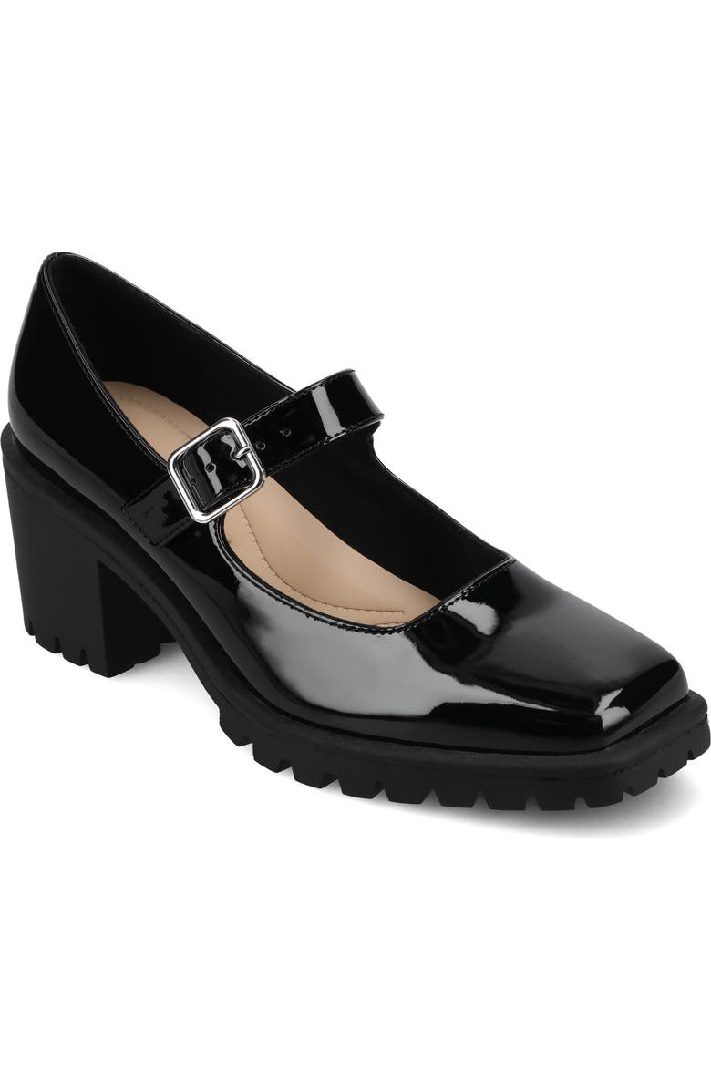 Journee Collection Mary Jane Pump, Main, color, Black Patent