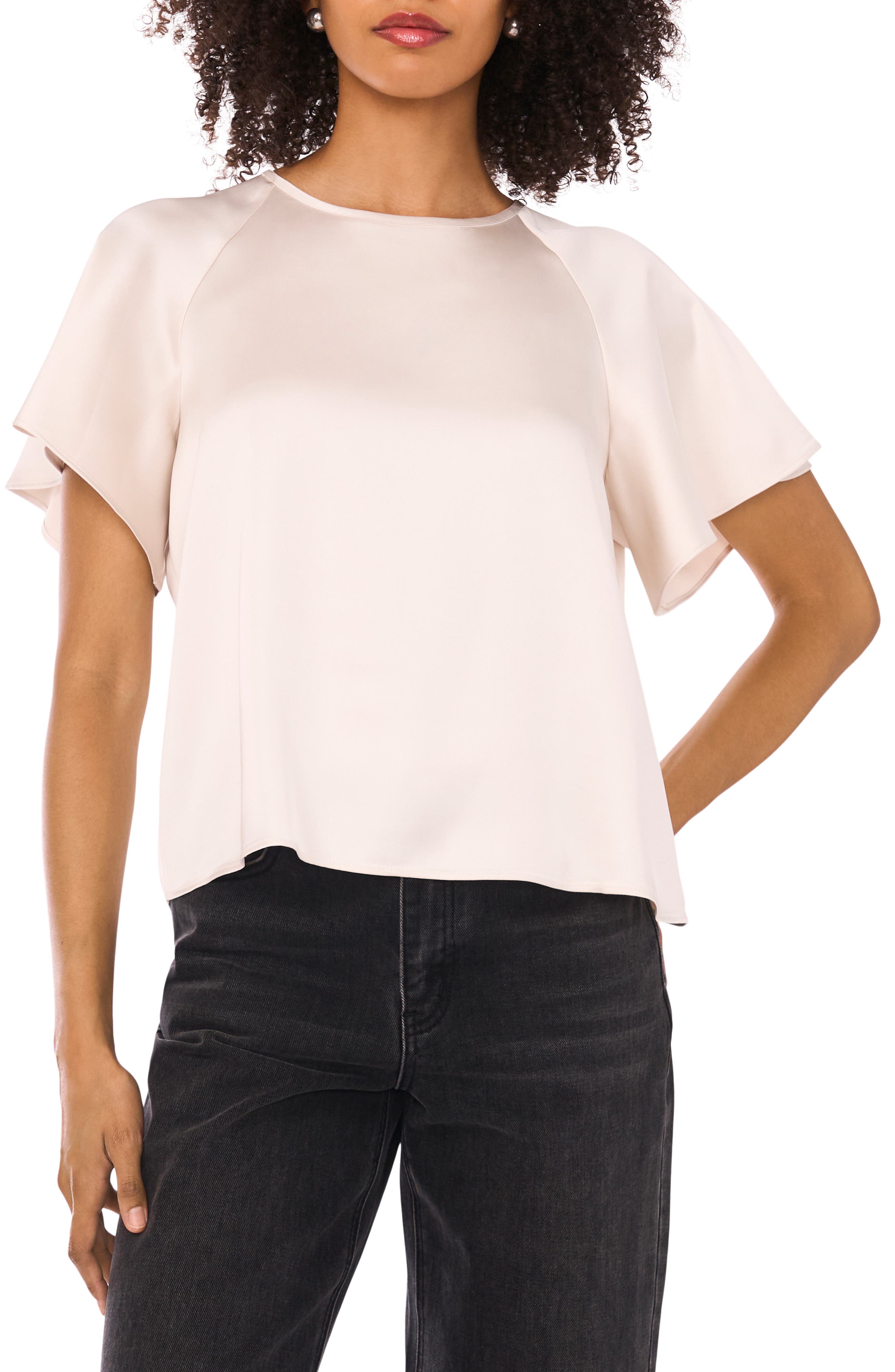 1.STATE Raglan Short Sleeve Satin Top
