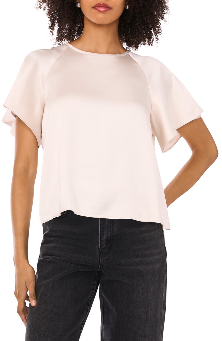 1.STATE Raglan Short Sleeve Satin Top, Main, color, Feather Grey