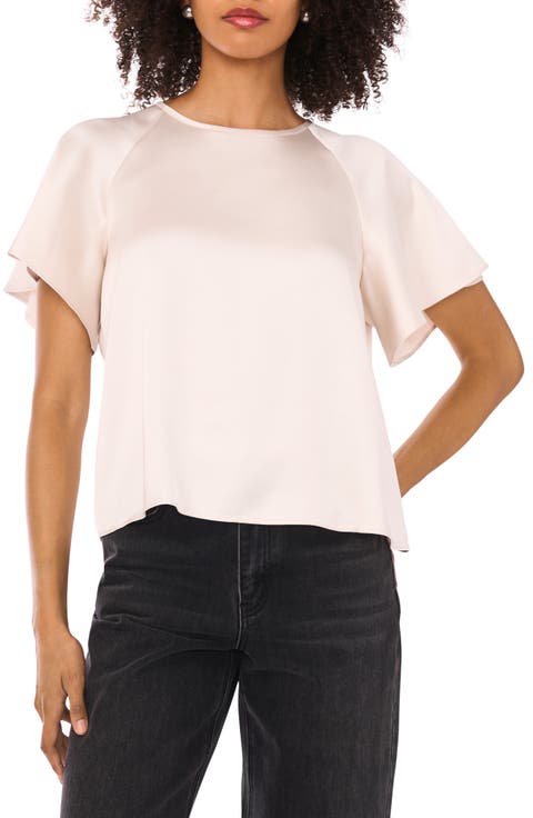 Raglan Short Sleeve Satin Top