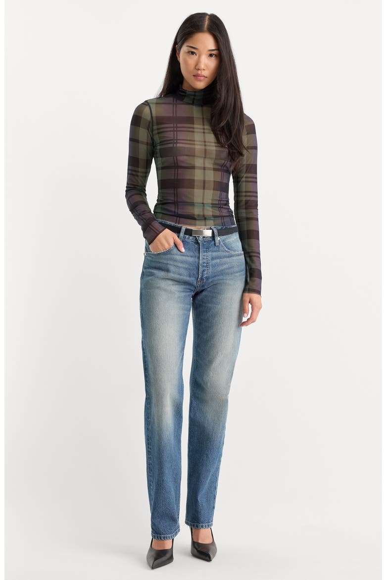 The Mesh Turtleneck, Alternate, color, NAVY AND GREEN PLAID