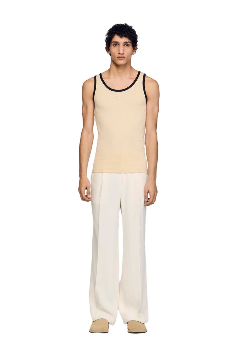 Cotton vest top with patch, Alternate, color, Sand