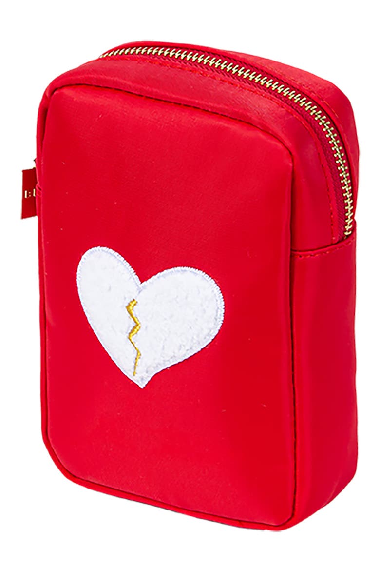 Mini Heart Breaker Cosmetics Bag, Alternate, color, RED