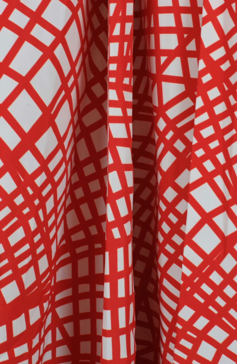 Jessie Zhao New York Red Gingham Taffeta Midi Dress, Alternate, color, Red