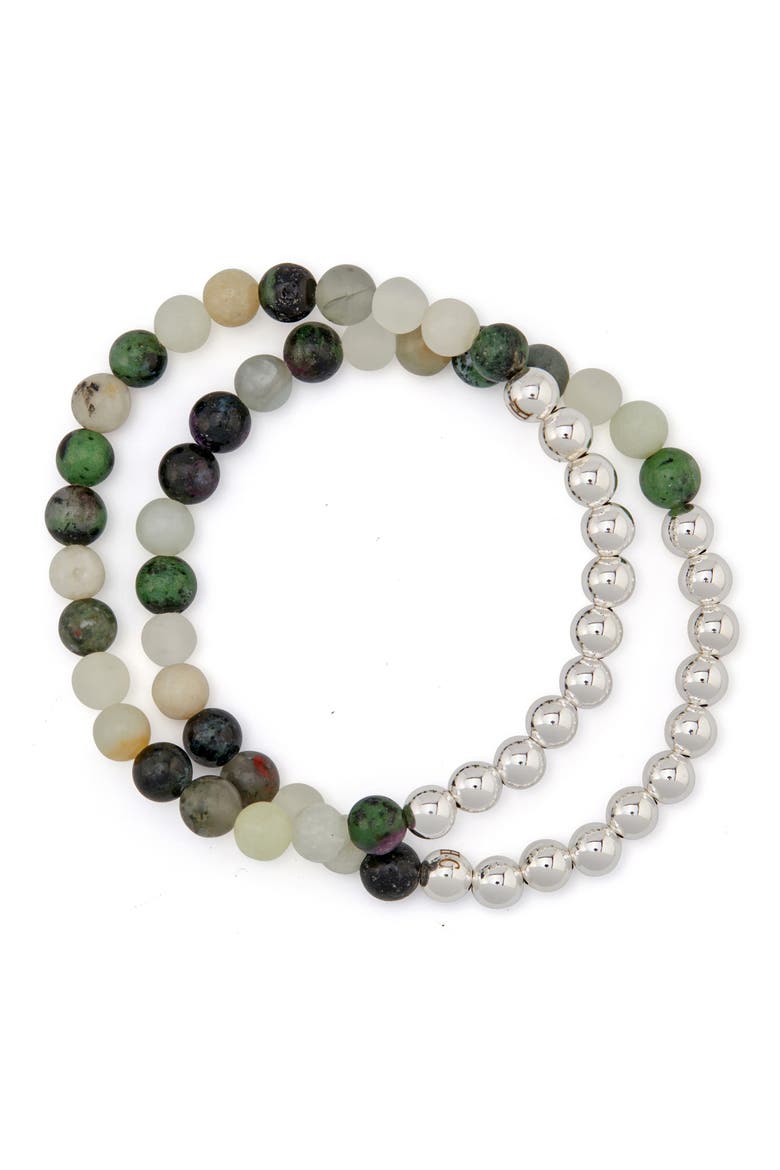 N6 Happiness/Ease Set of 2 Healer's Bracelets, Alternate, color, SILVER