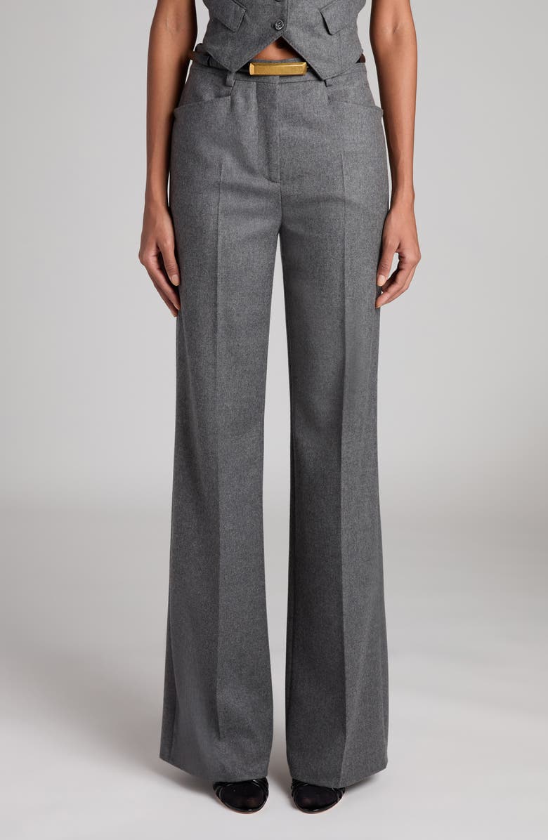 TOM FORD Metallic Stripe Wool Flannel Bootcut Pants, Main, color, 