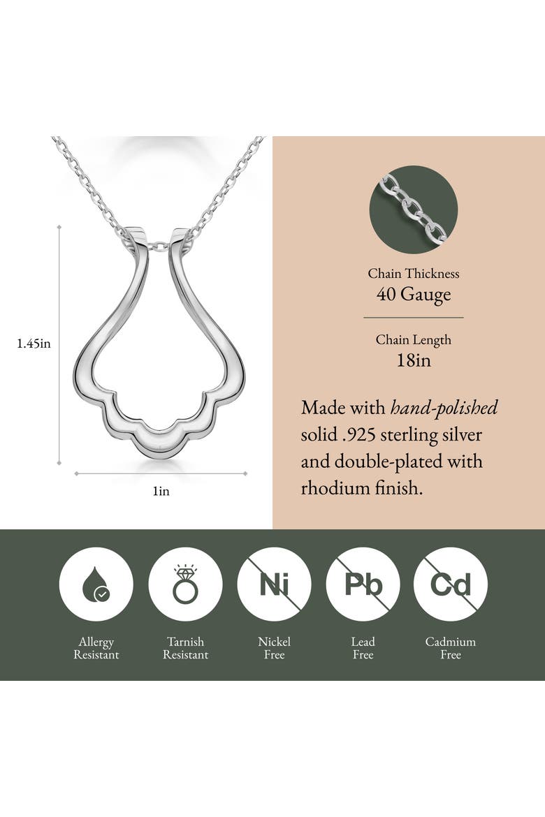 Scallop Ring Holder Necklace, Sterling Silver Wedding Ring Keeper, Necklace Jewelry, Gender Inclusive, Alternate, color, Silver