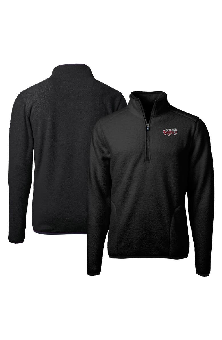 Cutter & Buck Men's Cutter & Buck  Black Lansing Lugnuts Cascade Eco Sherpa Fleece Quarter-Zip Jacket, Main, color, 