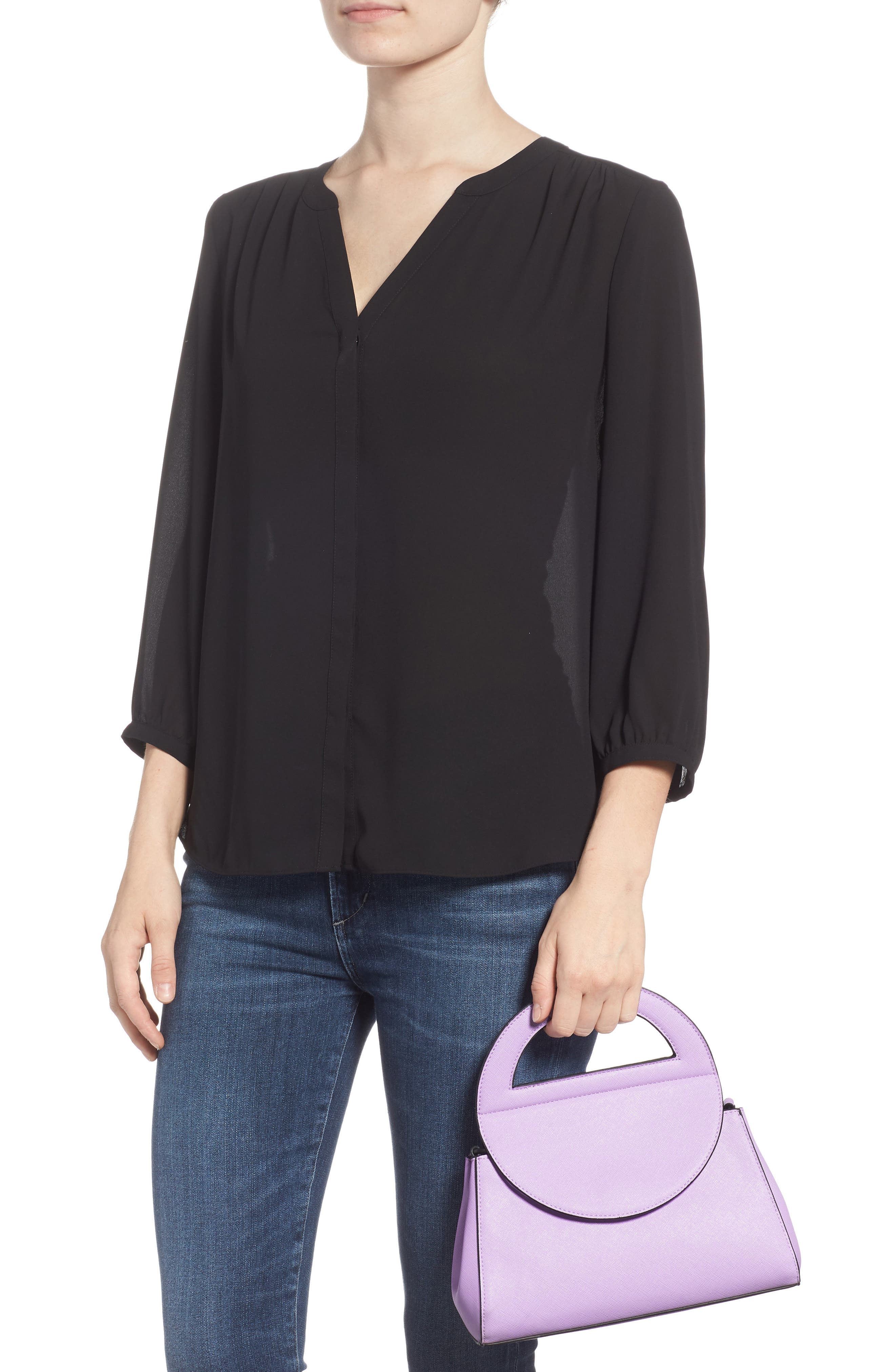 Trapezoid Faux Leather Satchel, Alternate, color, LILAC PURPLE