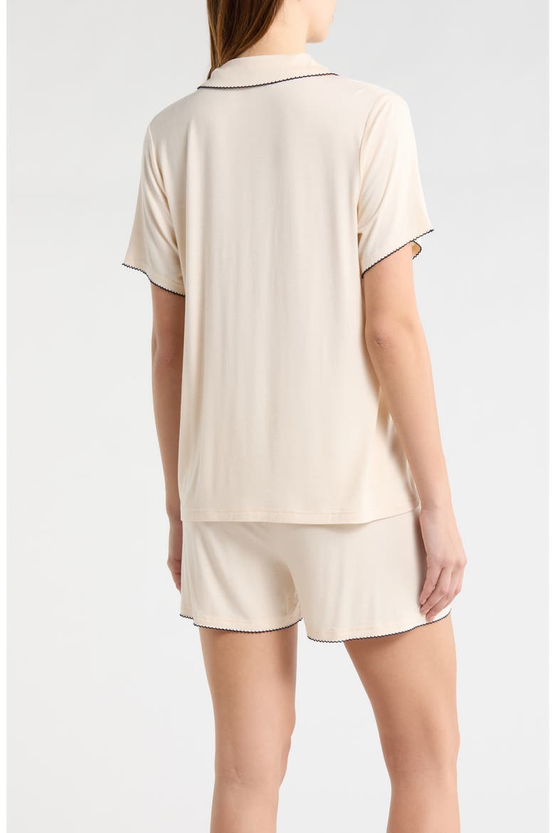 Scalloped Edge Short Pajamas, Alternate, color, CREAM/ BLUE COMBO