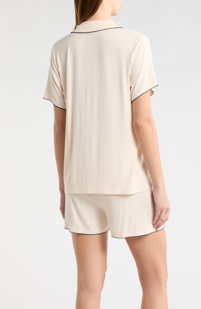 French Connection Scalloped Edge Short Pajamas, Alternate, color, Cream/ Blue Combo