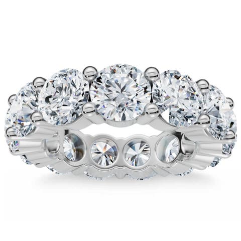 7Ct Diamond Round Cut Eternity Ring 14k Gold Lab Grown Anniversary Band