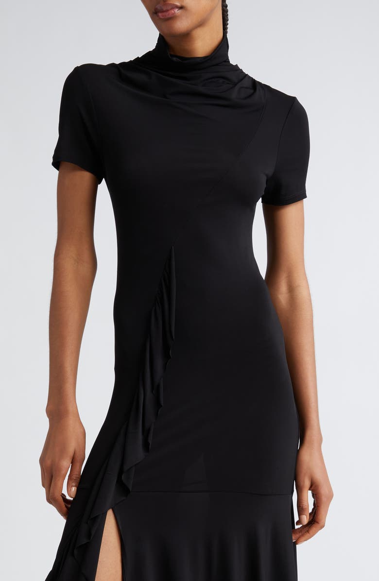 Paloma Wool Wauto Funnel Neck Ruffle Detail Jersey Midi Dress, Alternate, color, 