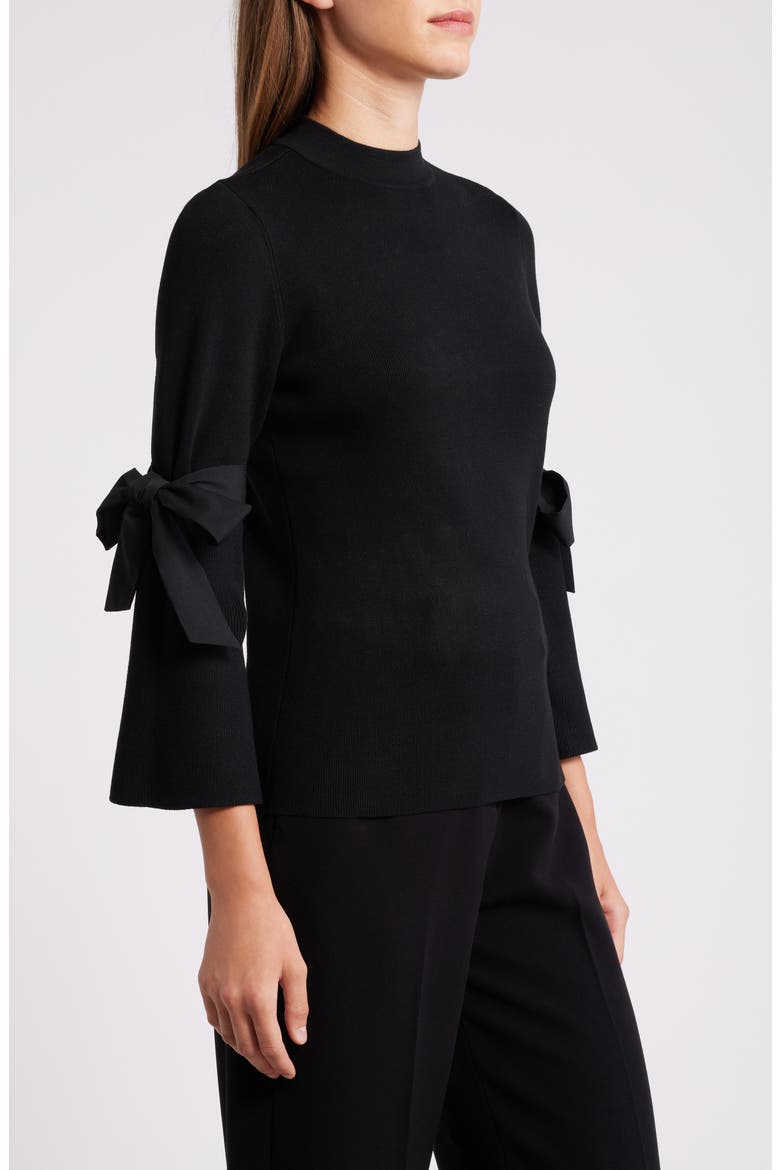 Tie Sleeve Sweater, Alternate, color, ANNE BLACK