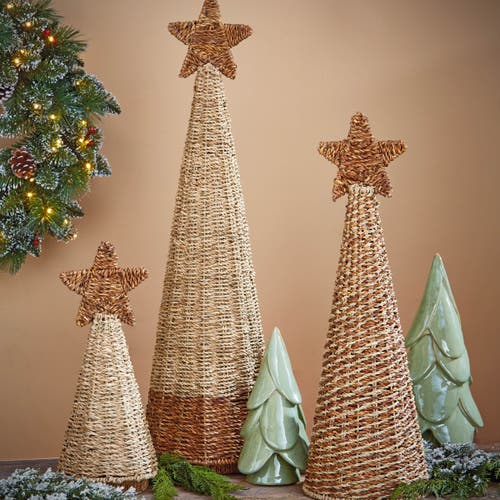 Tag Small Seagrass Tree Holiday Sculpture Natural Decor In Brown