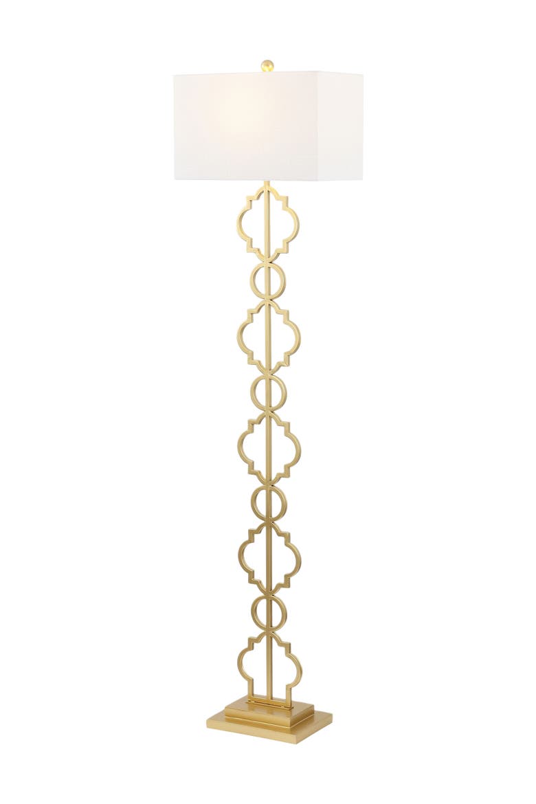 Selina 64.5" Transitional Glam Iron Ogee Trellis LED Floor Lamp, Gold Painting, Alternate, color, Gold Painting