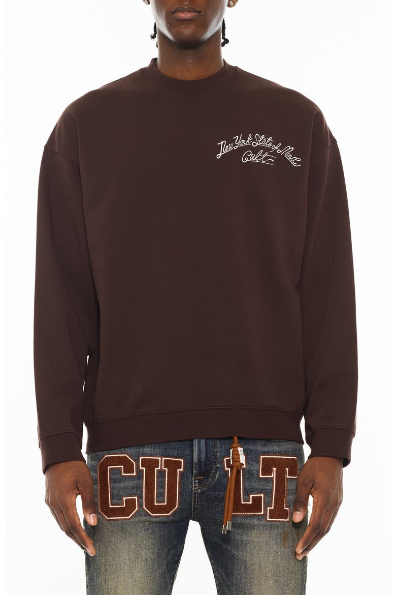 Graphic Crewneck, Main, color, CHOCOLATE