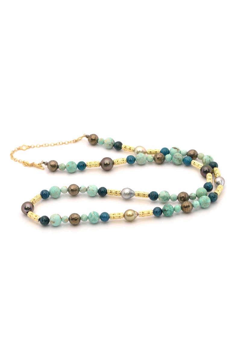 Armenta Tahitian Pearl & Turquoise Beaded Necklace, Alternate, color, Yellow Gold