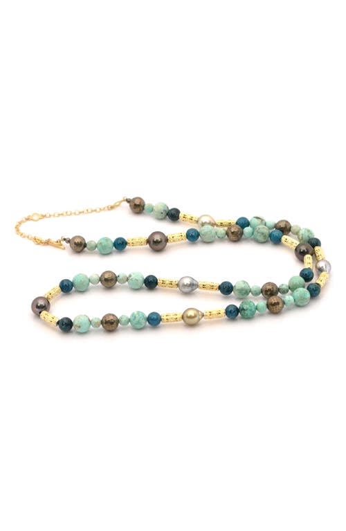 Armenta Tahitian Pearl & Turquoise Beaded Necklace In Yellow Gold