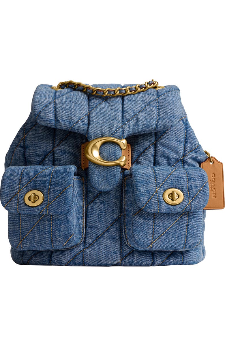 COACH Tabby Quilted Denim Backpack, Main, color,