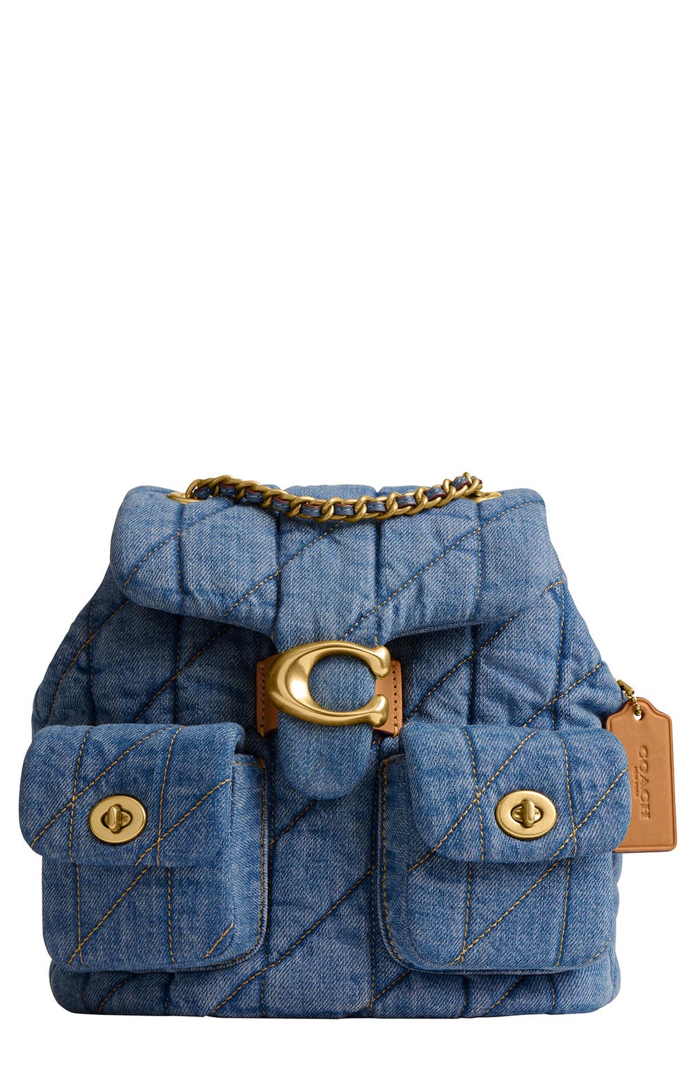 Tabby Quilted Denim Backpack, color, INDIGO
