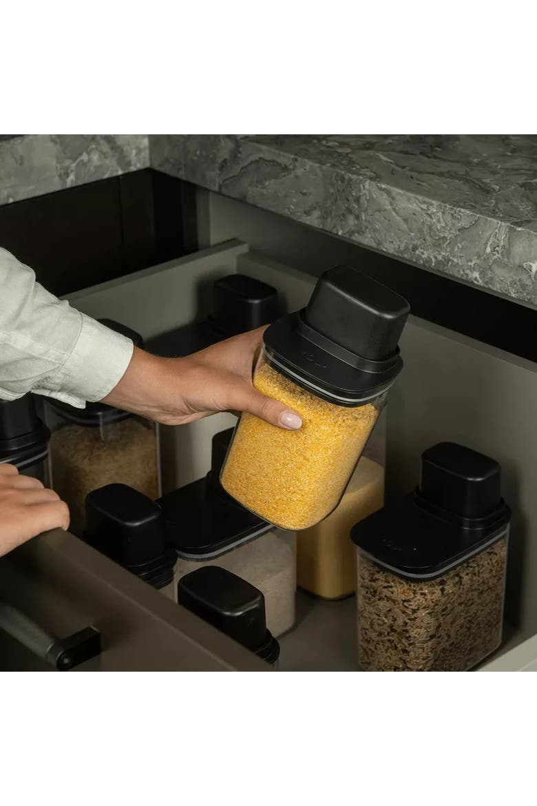 4 Cup Clear Airtight Food Storage Container with Measuring Cup, Alternate, color, Black