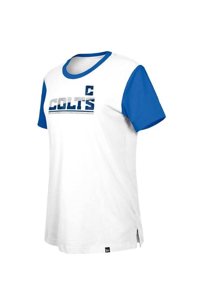 Women's New Era  White/Royal Indianapolis Colts Third Down Colorblock T-Shirt, Alternate, color, White