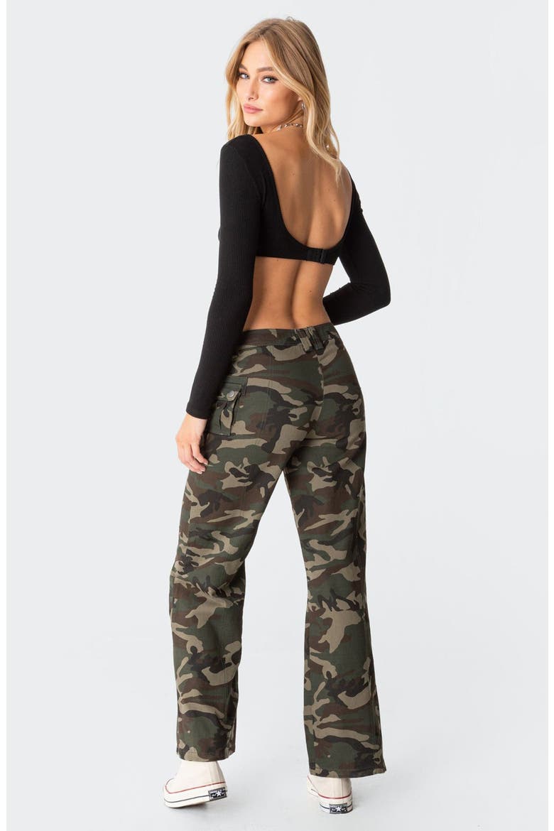 Sydney Long Sleeve Rib Crop Top, Alternate, color, BLACK