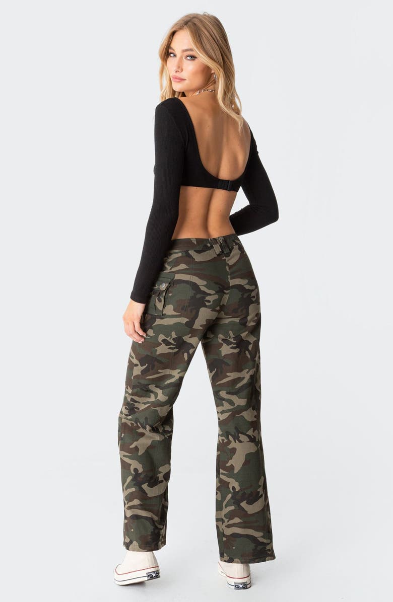 EDIKTED Sydney Long Sleeve Rib Crop Top, Alternate, color,