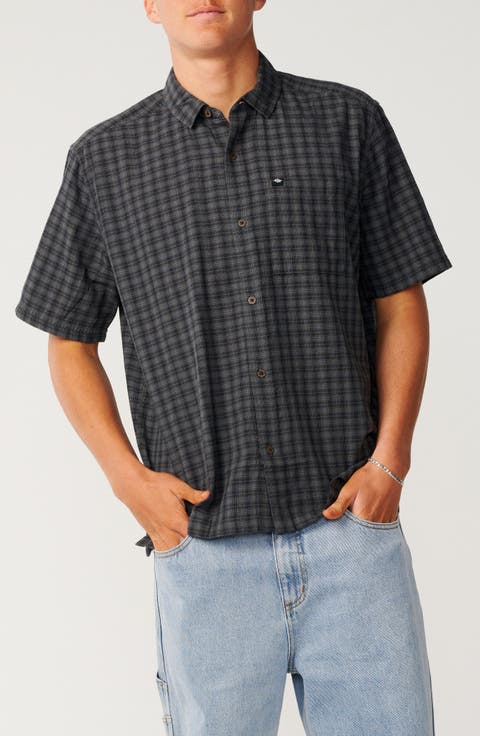Classic Surf Check Short Sleeve Cotton Button-Up Shirt