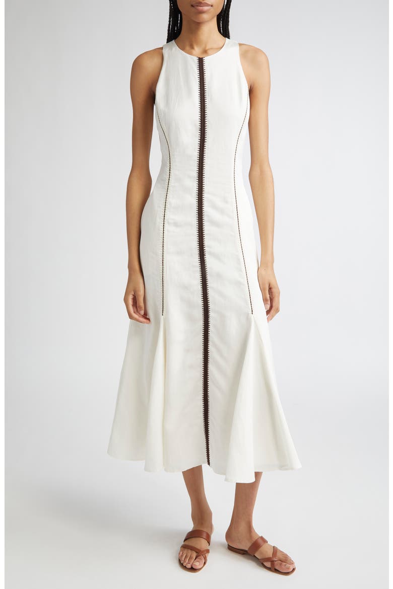 Inaya Contrast Stitch Sleeveless Maxi Dress, Main, color, IVORY/ BLACK