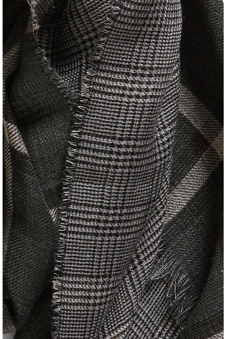 Tirana Check Wool & Silk Stole, Alternate, color, DARK GREY