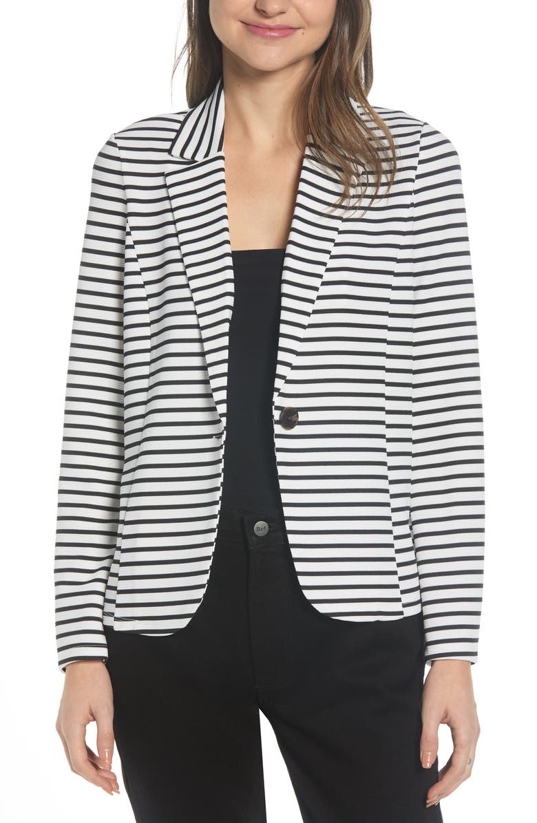 VERO MODA Stripe Stretch Jersey Blazer, Main, color, 
