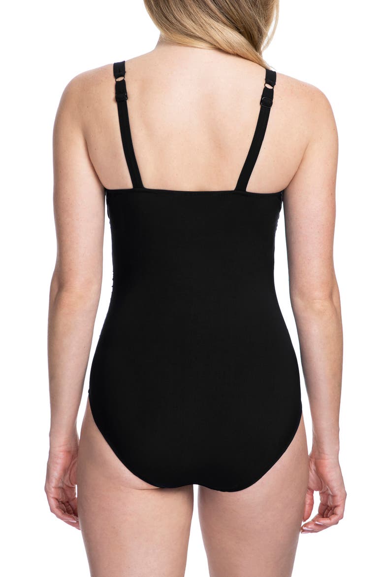 Tutti Frutti D-Cup Scoop Neck Shirred Underwire One Piece, Alternate, color, BLACK