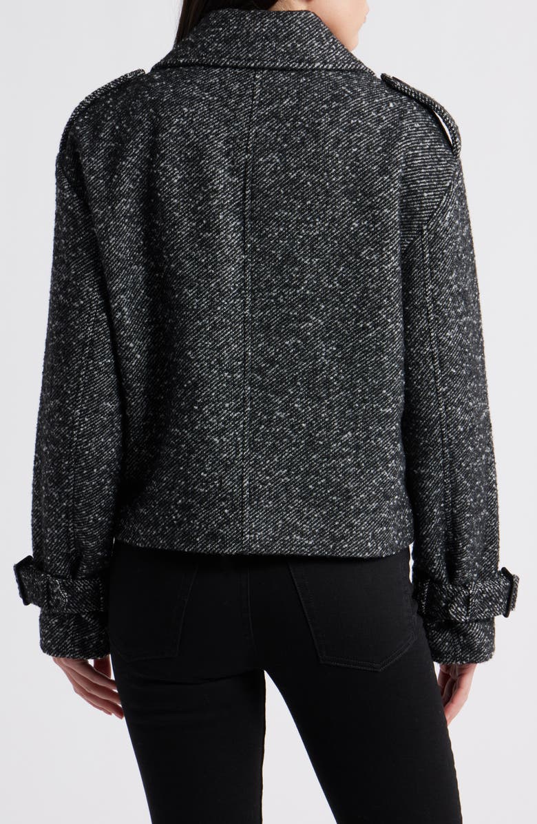 BCBGMAXAZRIA Short Trench Peacoat, Alternate, color, Black White Herrington