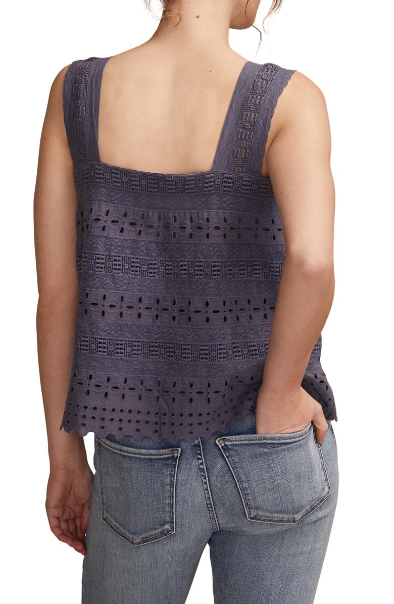 Lucky Brand Eyelet Swing Tank, Alternate, color, Nightshadow Blue