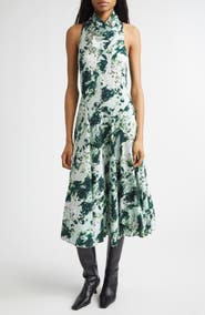 Proenza Schouler Adelide Print Cowl Neck Midi Dress