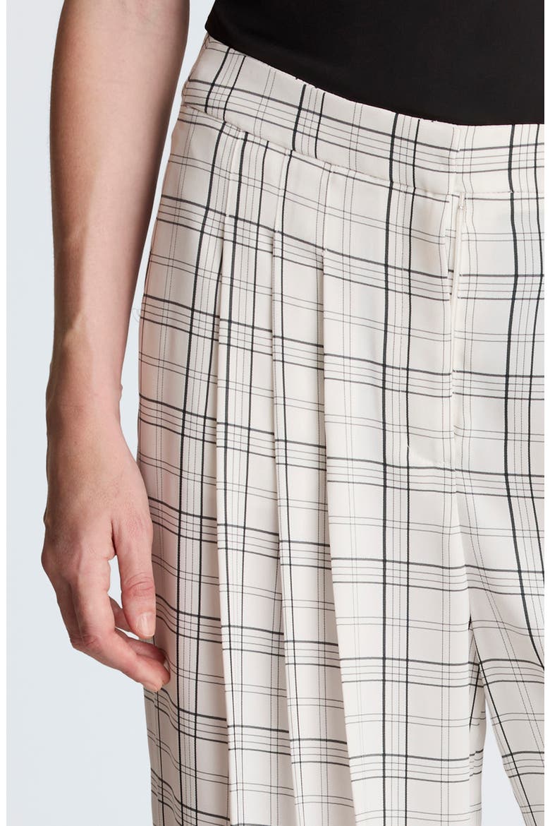 Plaid High Waist Triple Pleat Wide Leg Pants, Alternate, color, FEATHER WHITE/ BLACK