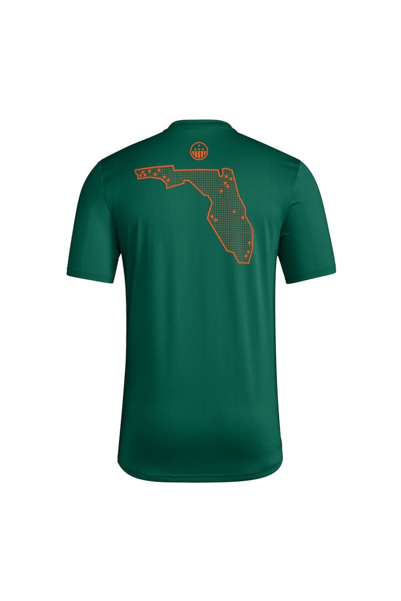 Men's adidas Green Miami Hurricanes Honor & Support Pre-Game T-Shirt, Alternate, color, Green