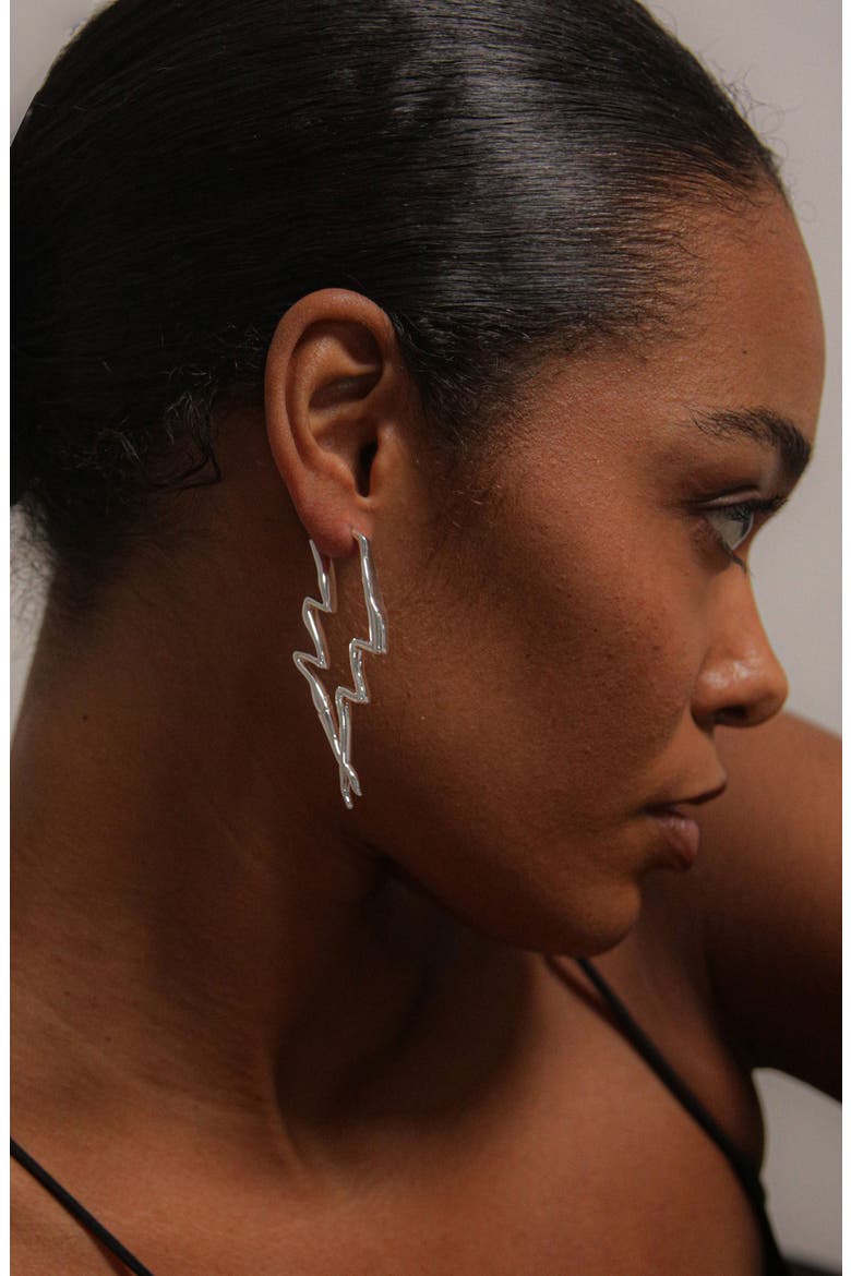 Maxi Lightning Earrings In Silver, Alternate, color, Silver