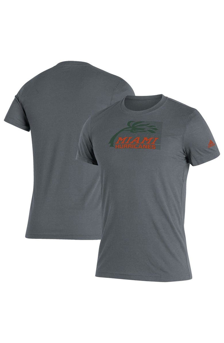 adidas Men's adidas Heathered Gray Miami Hurricanes Vintage Logo Tri-Blend T-Shirt, Main, color,