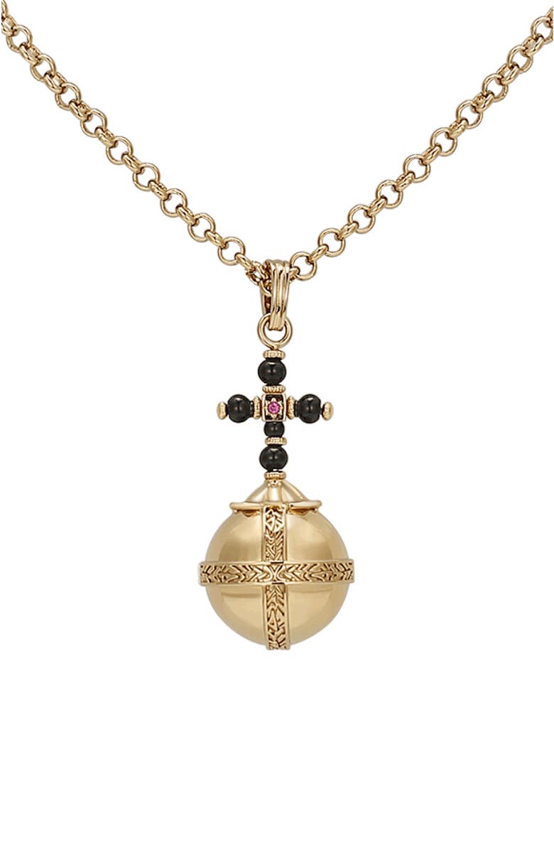 RC RETRO CHIC Globus Cruciger Necklace, Alternate, color, Gold & Black