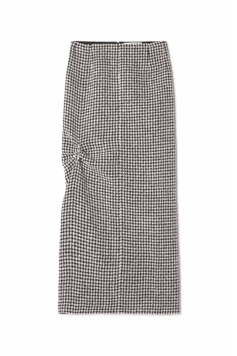 Long Draped Tweed Skirt, Alternate, color, Black/White