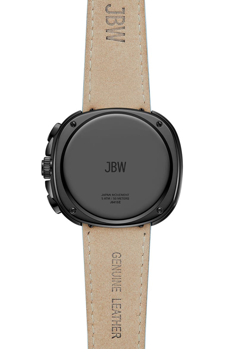Coast Chronograph Leather Strap Watch, 22mm x 42mm, Alternate, color, BLACK/ BLUE