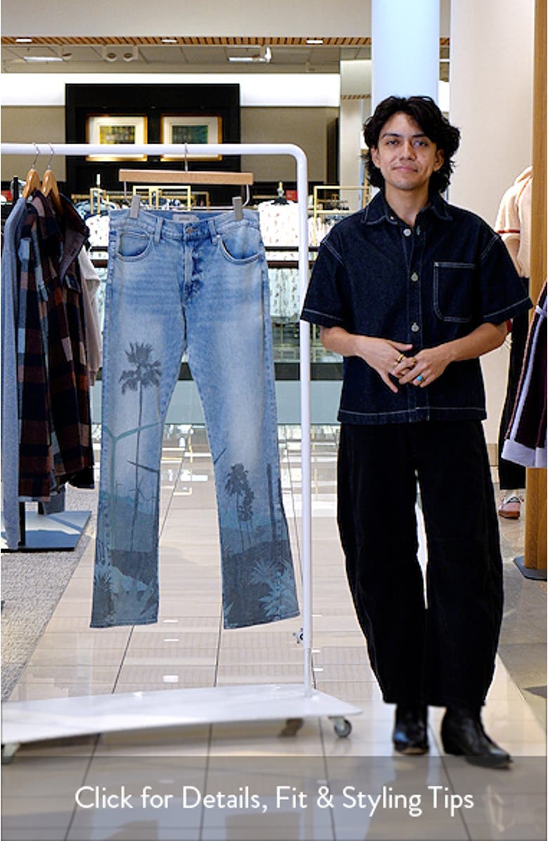 Walker Laser Print Kick Flare Jeans, sales video thumbnail