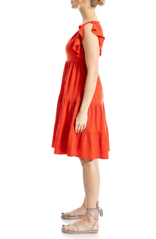 Max Studio Ruffle Cap Sleeve Tiered Jersey Babydoll Dress